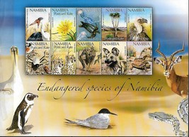 Timbre: Endangered Species of Namibia - Feuillet 10 timbres