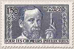 Timbre: Au profit des ch&ocirc;meurs intellectuels - Pasteur - 1f50+50c