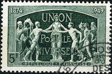 Timbre: 75&deg; anniv de l'UPU