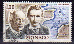 Timbre: centenaire de l'UIT, &Eacute;douard Branly & Guglielmo Marconi