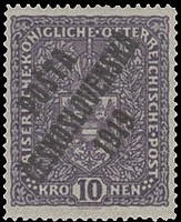 Timbre: Timbre d'Autriche de 1916-18 surcharg&eacute;