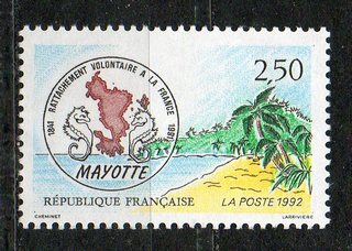 Timbre: 150e anniversaire du ratachement de Mayotte