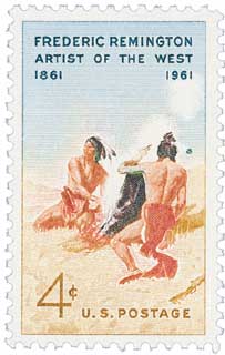 Timbre: 100 ans de la naissance de Remington, peintre
