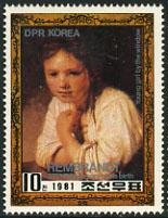 Timbre: Jeune fille à la fenêtre de Rembrandt