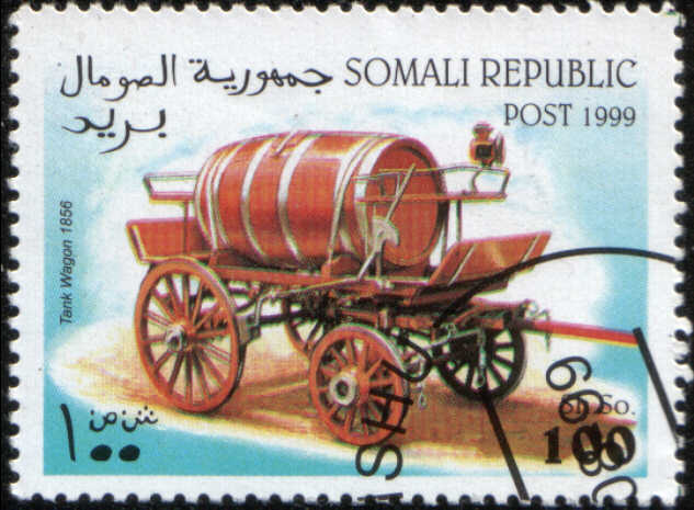 Timbre: V&eacute;hicules de pompiers, chariot r&eacute;servoir d'eau