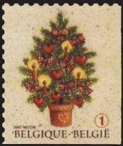 Timbre: Sapin d&eacute;cor&eacute; ND droite et bas