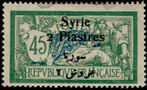 Timbre: Merson surcharg&eacute; Syrie 2 Piastres sur 45c.