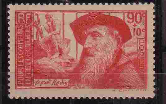 Timbre: Chomeurs intellectuels. Auguste Rodin.