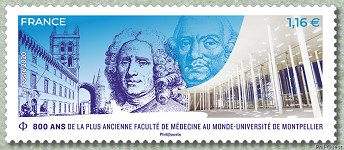 Timbre: 800 ans de la facult&eacute; de M&eacute;decine de Montpellier