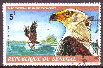 Timbre: Parc national de Basse Casamance - aigle p&ecirc;cheur