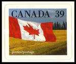 Timbre: Drapeau national sur fond de prairie