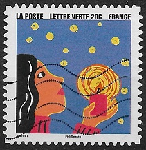 Timbre: Femme &agrave; la bougie