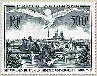 Timbre: Congr&egrave;s de l'Union Postale Universelle &agrave; Paris