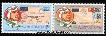 Timbre: Aviation, 50th anniversary 1st air mail, paire