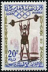 Timbre: Jeux olympiques de Rome - poids et halt&eacute;res