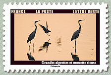 Timbre: Les animaux au cr&eacute;puscule - Grandes aigrettes