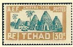 Timbre: Village et pirogue (taxe)