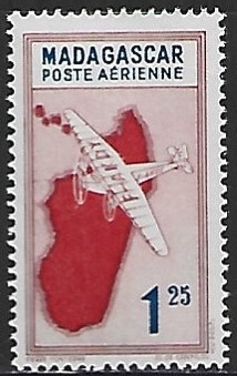 Timbre: Avion et carte. Sans RF