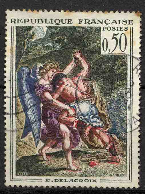 Timbre: Peinture - Lutte de Jacob avec l'Ange de Delacroix