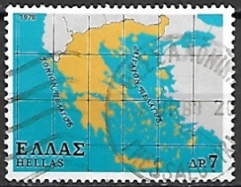 Timbre: Carte g&eacute;ographique de la Gr&egrave;ce