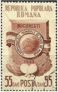 Timbre: 20&egrave;me championnats du monde de tennis de table