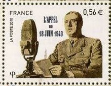Timbre: 70 anniversaire de l'appel du 18 Juin  