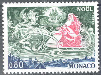 Timbre: P&egrave;re No&euml;l et tra&icirc;neau.