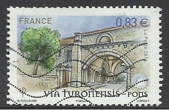 Timbre: Porche de l'h&ocirc;pital des p&egrave;lerins &agrave; Pons