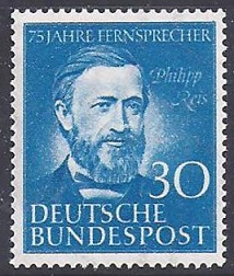 Timbre: 75 ans de l'invention du t&eacute;l&eacute;phone, Philipp Reis