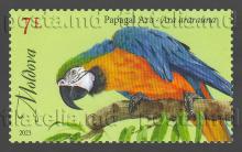 Timbre: Jardin Zoologique de Chisinau, l'ara bleu