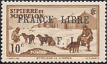 Timbre: Attelage de chiens surcharg&eacute; 