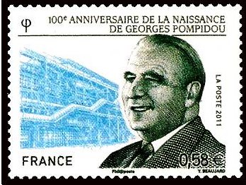 Timbre: Centenaire de la naissance de Georges Pompidou