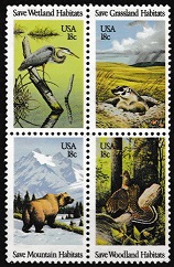 Timbre: Save mountains habitats Bloc de 4