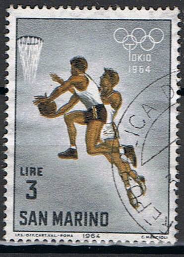 Timbre: JO d'&eacute;t&eacute; de Tokyo de 1964 : le basket-ball
