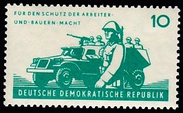 Timbre: 8&egrave;me anniv. de l'arm&eacute;e populaire - Infanterie motoris&eacute;e