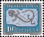 Timbre: Pro Patria 1959 : salamandre p&eacute;trifi&eacute;e
