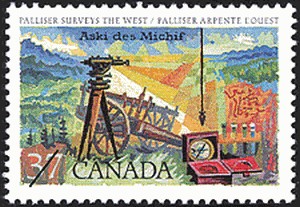 Timbre: L'exploration du Canada : Paliser arpente l'ouest