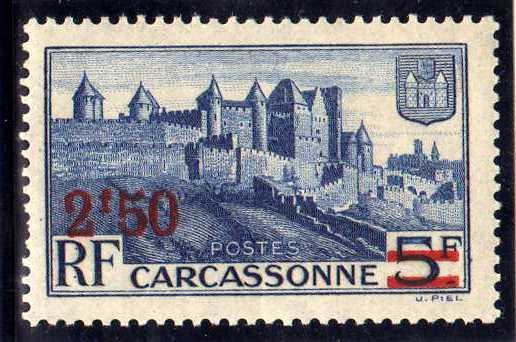 Timbre: Carcassonne, surcharg&eacute;