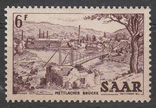 Timbre: S&eacute;rie &ldquo;Vues de la Sarre&rdquo;, Pont suspendu de Mettlach