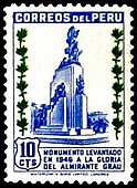 Timbre: Monument &agrave; l'amiral Miguel Grau