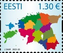 Timbre: Carte des R&eacute;gions d'Estonie
