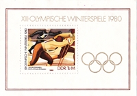 Timbre: J.O. de Lake Placid. Coureurs &agrave; skis