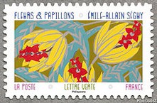 Timbre: Fleurs et papillons 