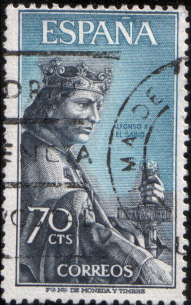 Timbre: Alphonse X le Sage roi de Castille empereur d'Occident