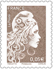 Timbre: Marianne d'YZ dentel&eacute; signature Philaposte