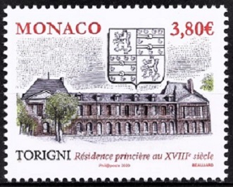 Timbre: Anciens fiefs des Grimaldi, Torigni, r&eacute;sidence au 18e