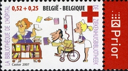 Timbre: La biblioth&egrave;que de l'h&ocirc;pital (avec prior)
