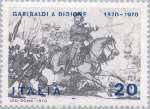 Timbre: 100 ans guerre franco prussienne Combat de Garibaldi 