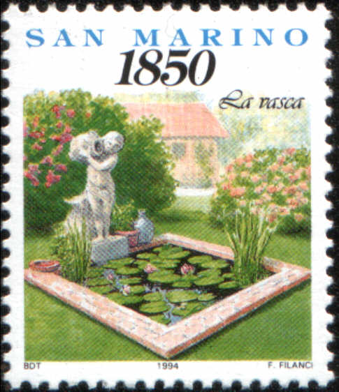 Timbre: Am&eacute;nagements de jardins, la vasque