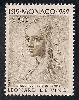 Timbre: L de Vinci. Etude pour t&ecirc;te de femme